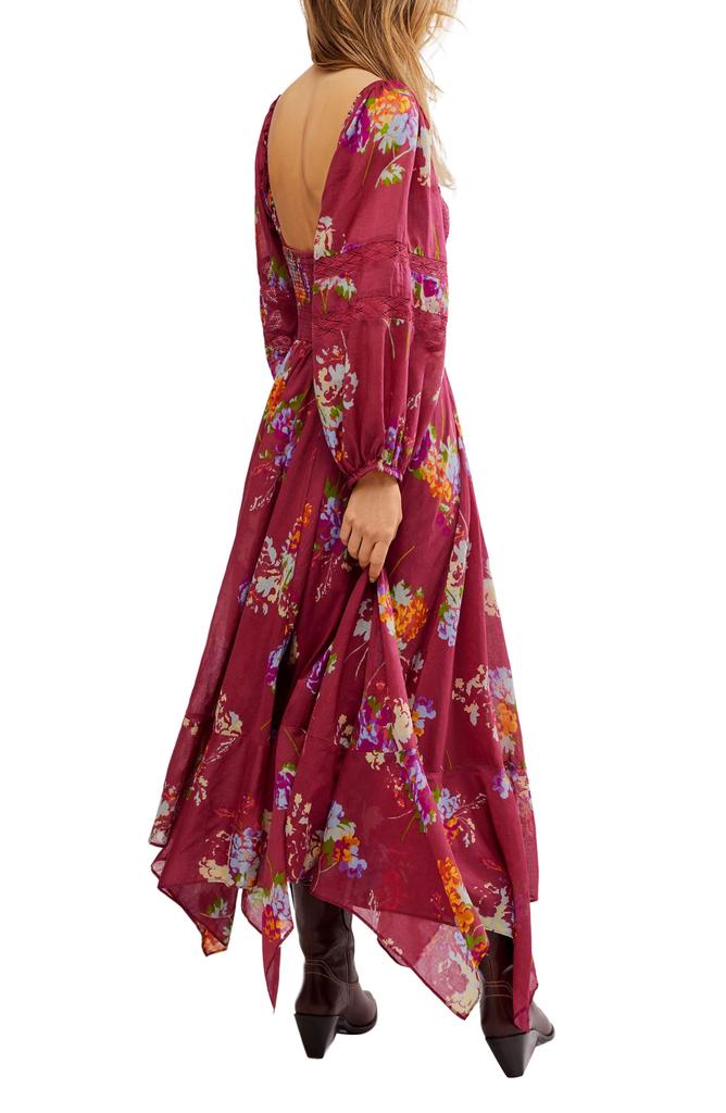Free People Morning Glory Floral Smocked Long Sleeve Maxi Dress