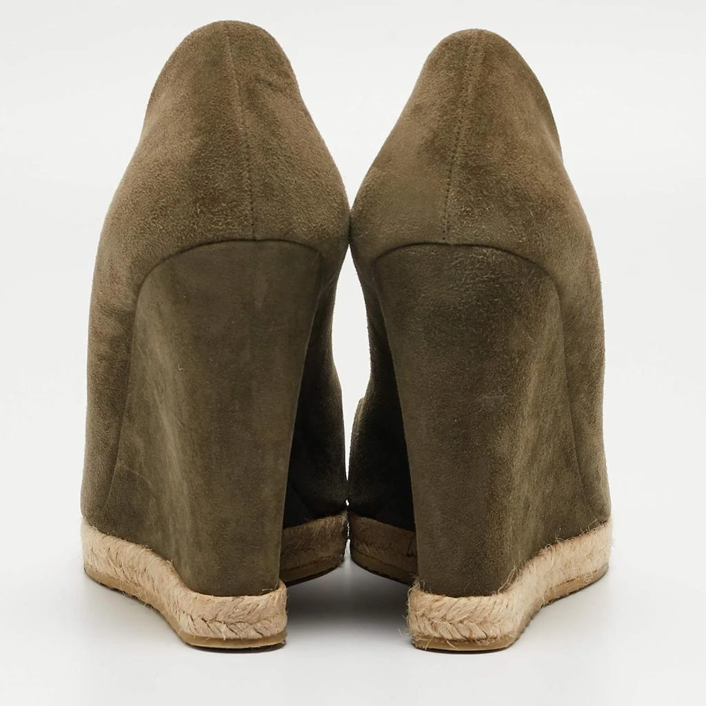Gucci Gucci Green Suede Peep Toe Wedge Pumps Size 40 5