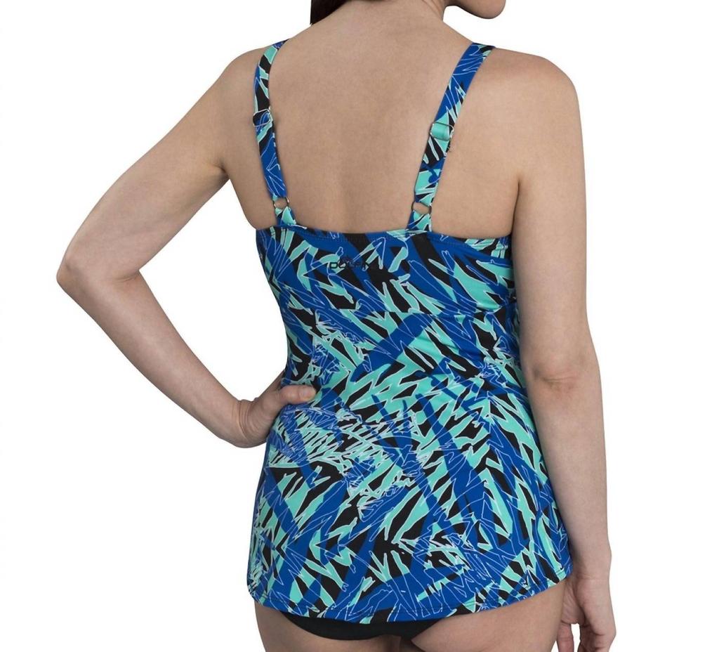 Dolfin Printed Chlorine Resistant Scoop Neck One Piece Swimsuit In Dol St Lucia Blue