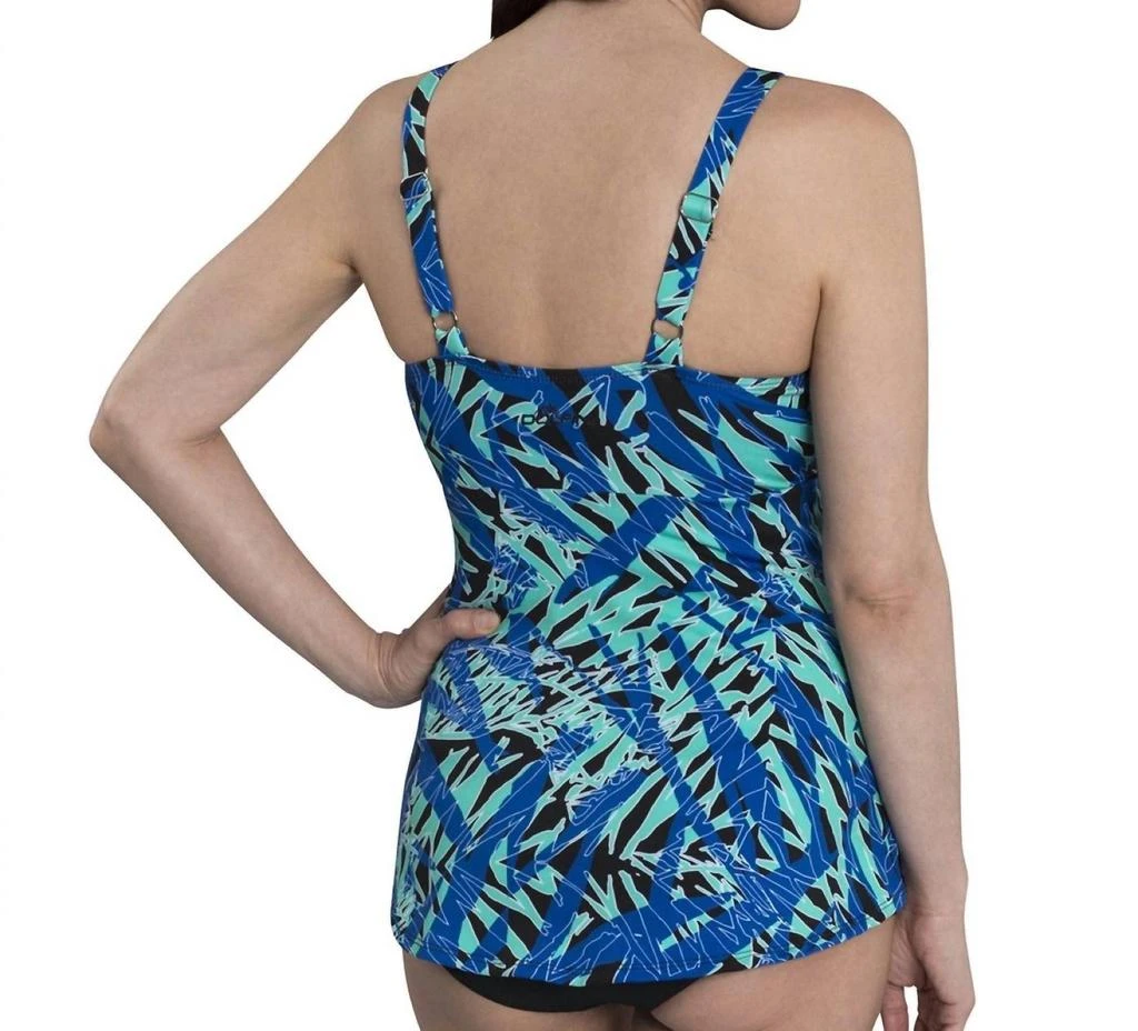 Dolfin Printed Chlorine Resistant Scoop Neck One Piece Swimsuit In Dol St Lucia Blue 2