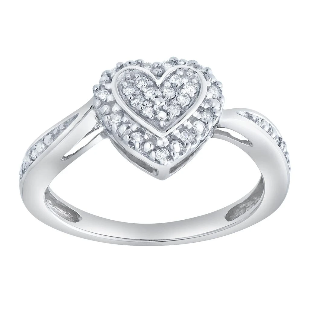 LuvMyJewelry Caressa 0.15 Ct Natural Diamond Heart 10K Gold Ring