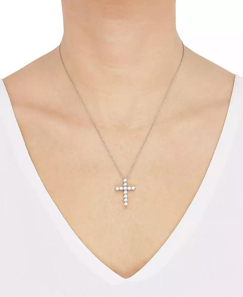 Grown With Love Lab Grown Diamond Cross Pendant Necklace (1 ct. t.w.) in 14k White or Yellow Gold, 16" + 2" extender