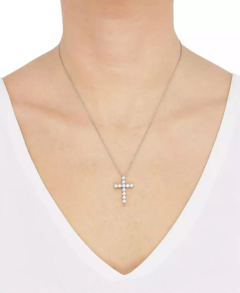 Grown With Love Lab Grown Diamond Cross Pendant Necklace (1 ct. t.w.) in 14k White or Yellow Gold, 16" + 2" extender 2
