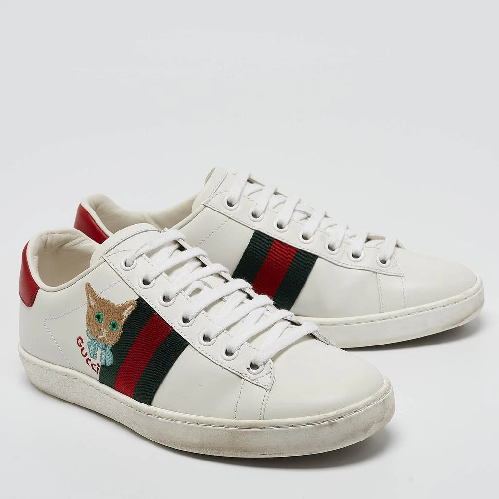 Gucci Gucci White Leather Web Ace Low Top Sneakers Size 36 4