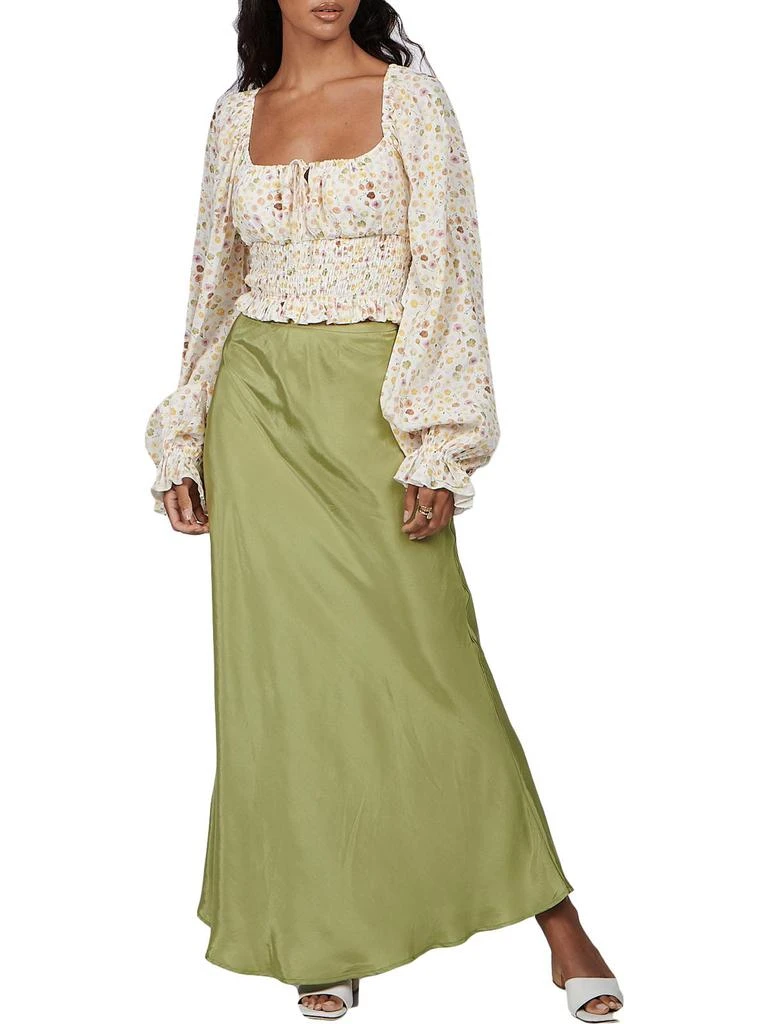 Charlie Holiday Bobby Womens Floral Smocked Crop Top 1