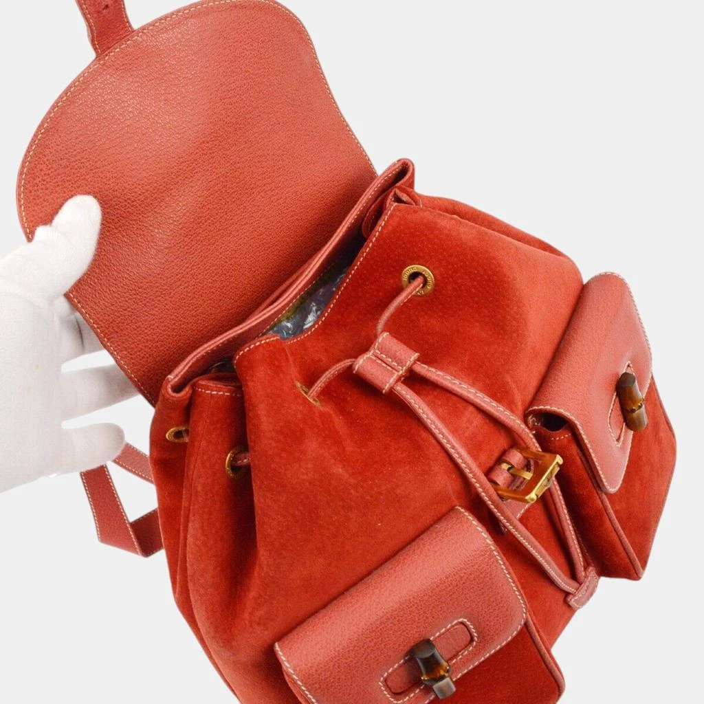 Gucci Gucci Red Suede Bamboo Backpack 5