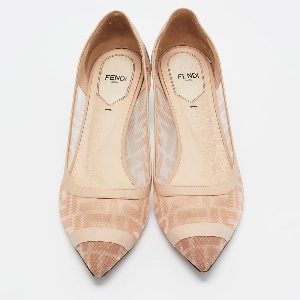Fendi Fendi Light Pink/Brown Zucca Mesh and Leather Colibri Pumps Size 39 3