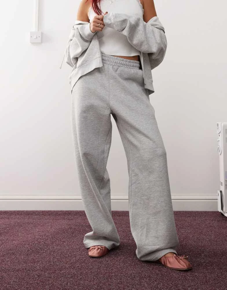 Weekday Weekday wide leg joggers in grey melange 4