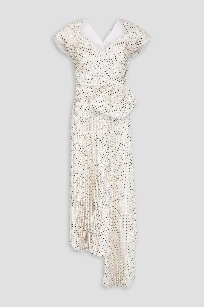 Huishan Zhang Tabitha asymmetric polka-dot crepe de chine midi dress 1