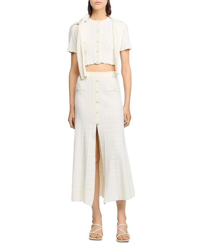 Sandro Pointelle Knit Maxi Skirt