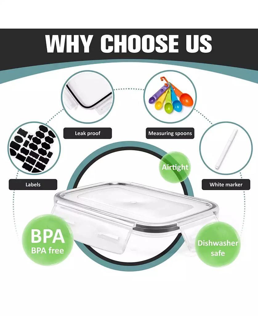 Sorbus 6 Pack (0.8L/27.05 Oz) Airtight Food Storage Containers with Locking Lids, Measuring Spoons 
Labels 4