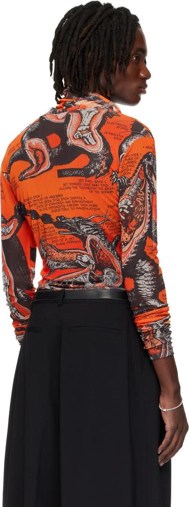 LU'U DAN Orange & Black Masked Mesh Turtleneck 3