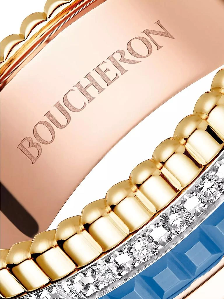 Boucheron Quatre Blue Edition Tri-Tone 18K Gold, HyCeram & 0.24 TCW Diamond Ring 3