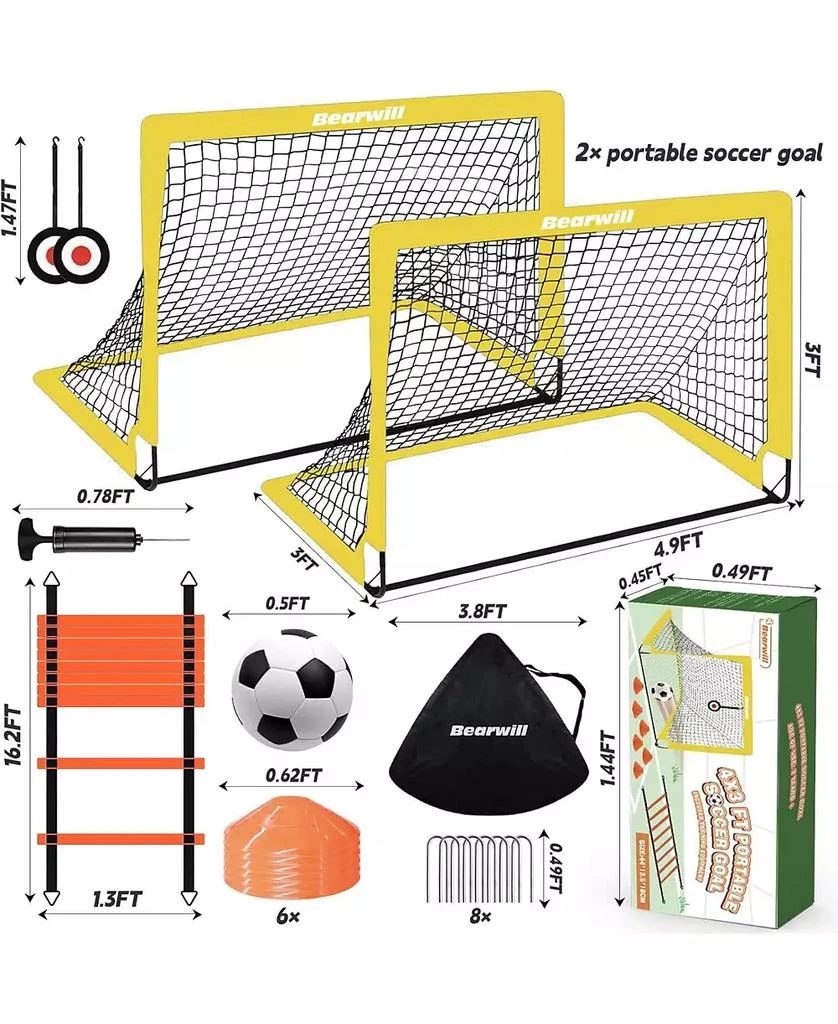 Bearwill Kids Soccer Goal Set of 2, 4x3FT Pop Up Backyard Goals with Training Kit - Includes Ball, Cones, Ladder
Targets 6