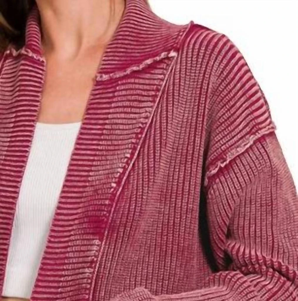 ZENANA Zenana - Washed Dropped Shoulder Cardigan With Side Pockets 3