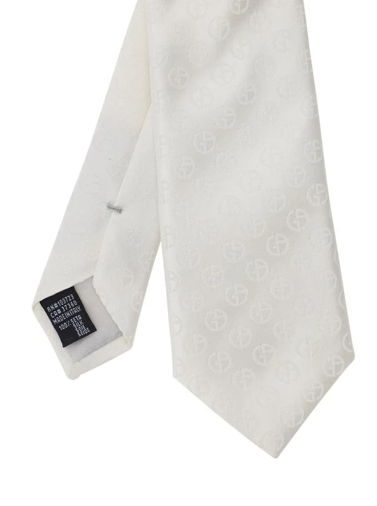 Giorgio Armani White Tie With All-Over Tonal Logo In Silk Man 3