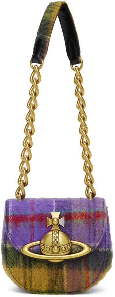 Vivienne Westwood Khaki & Purple Jodie Saddle Bag