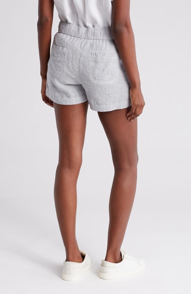 Caslon Stripe Drawstring Linen Blend Shorts