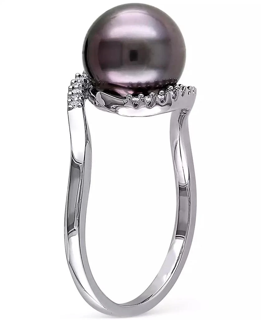 Macy
s Cultured Black Tahitian Pearl (9mm)
Diamond (1/10 ct. t.w.) Swirl Ring in Sterling Silver 5