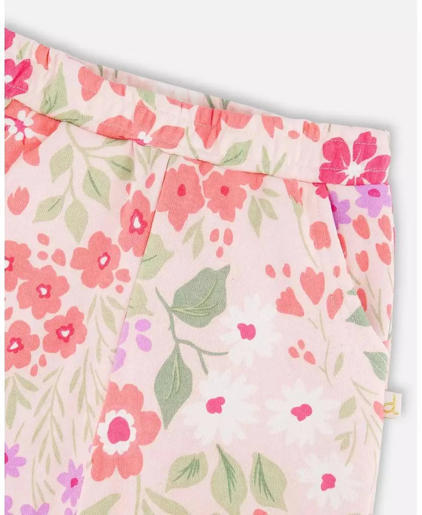 Deux par Deux Toddler Girls French Terry Pants Pink Printed Flowers 4
