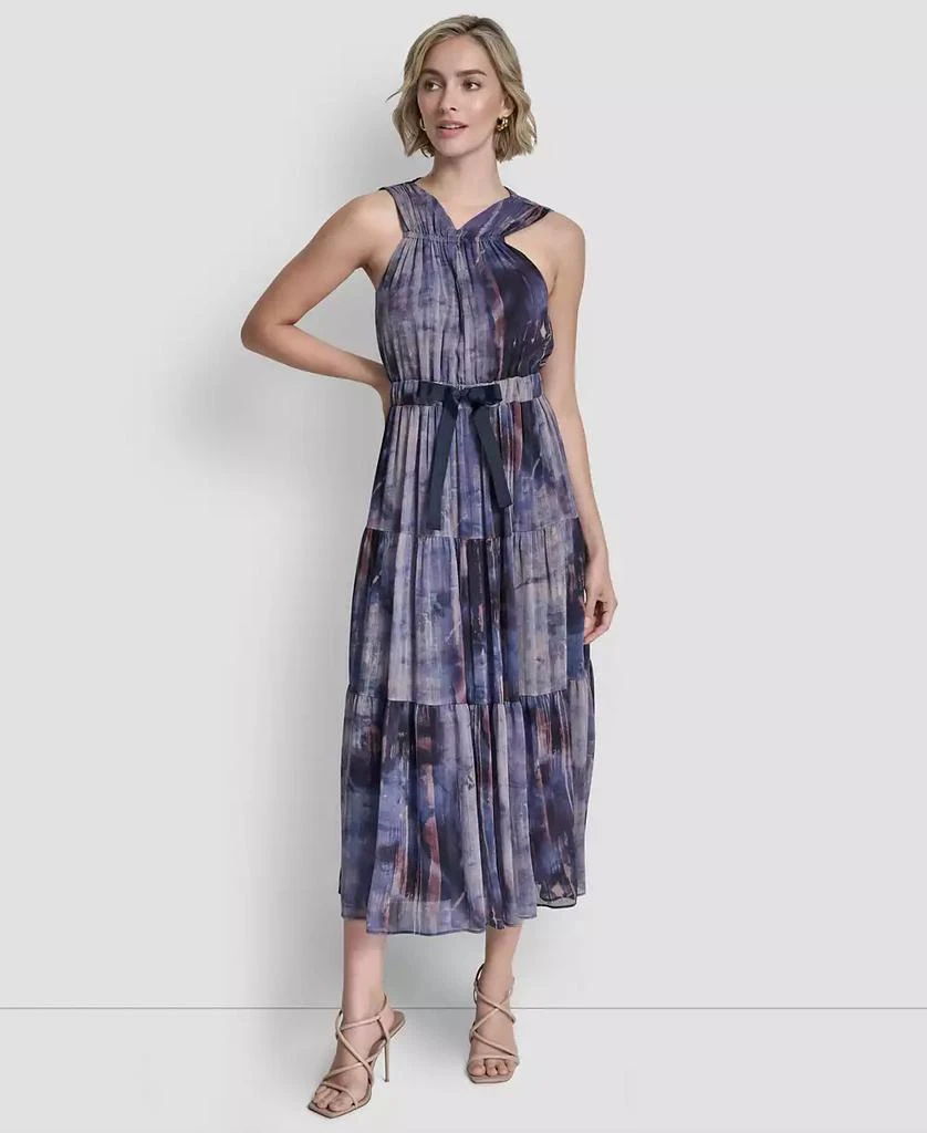knee length dresses for ladies Sleeveless Cowl Neck Midi Halter Dress | A-Line Dress