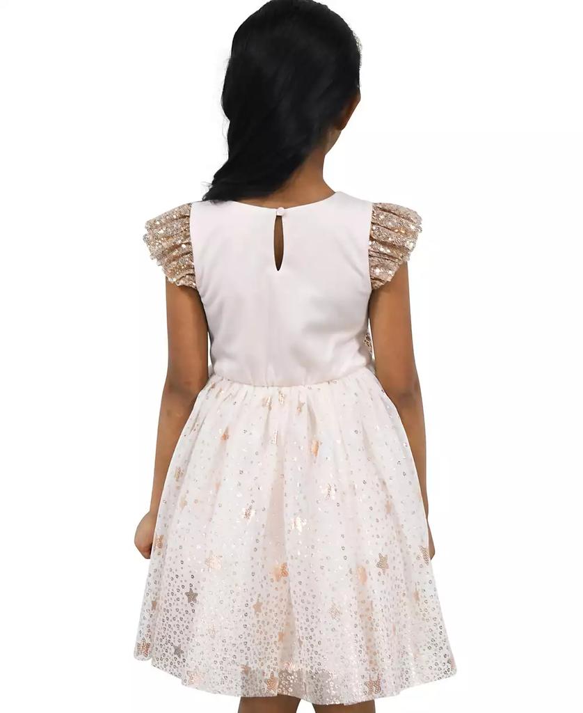 Pink & Violet Toddler and Little Girls Sequin Flutter Sleeve Dress