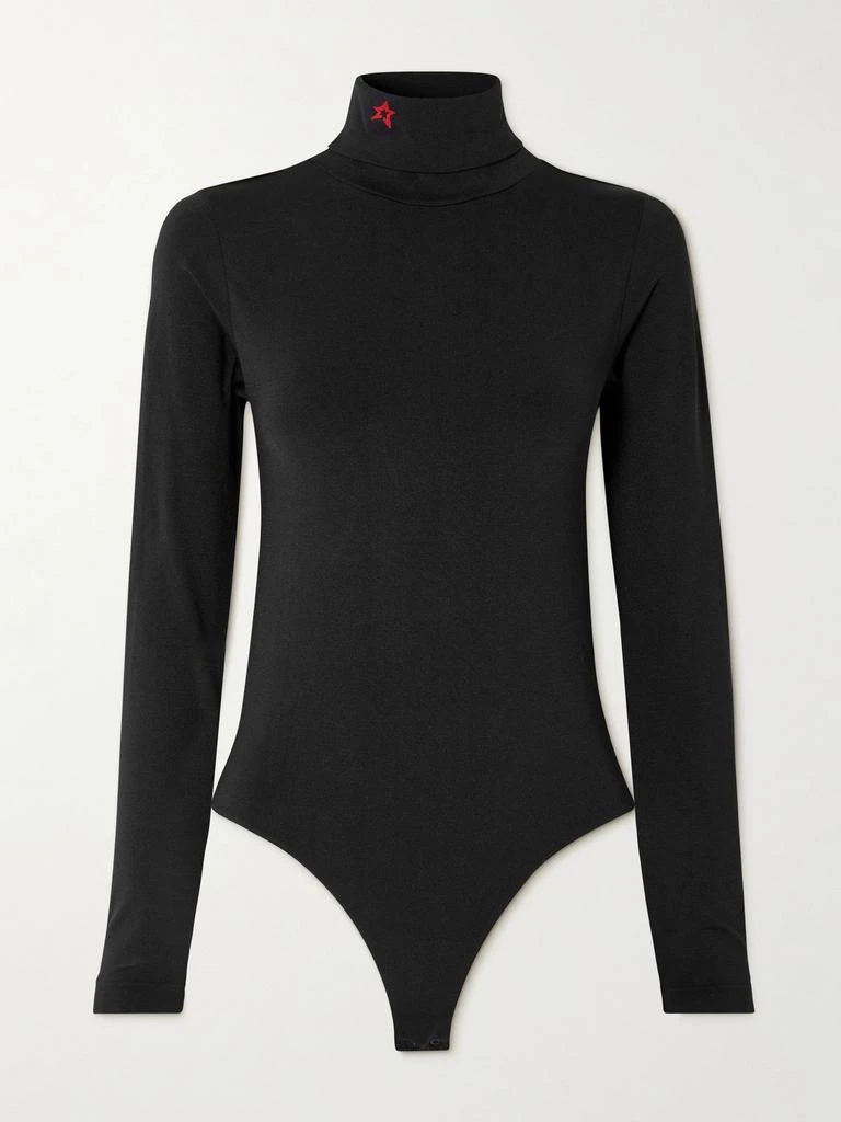 PERFECT MOMENT Embroidered Jersey Turtleneck Bodysuit