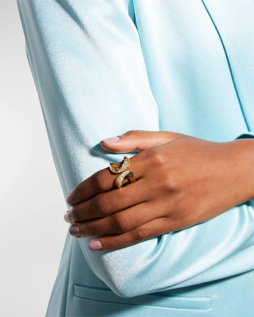 Vendorafa Yellow Gold Hammered Diamond Ring, Size 7 2