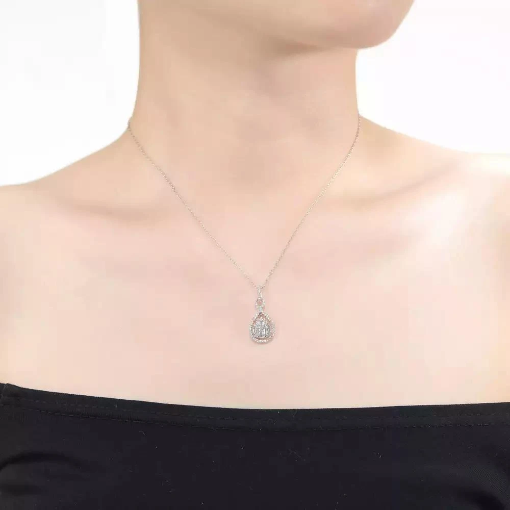 Rachel Glauber White Gold Plated with Cubic Zirconia Door Knocker Love Knot Pendant Necklace 3