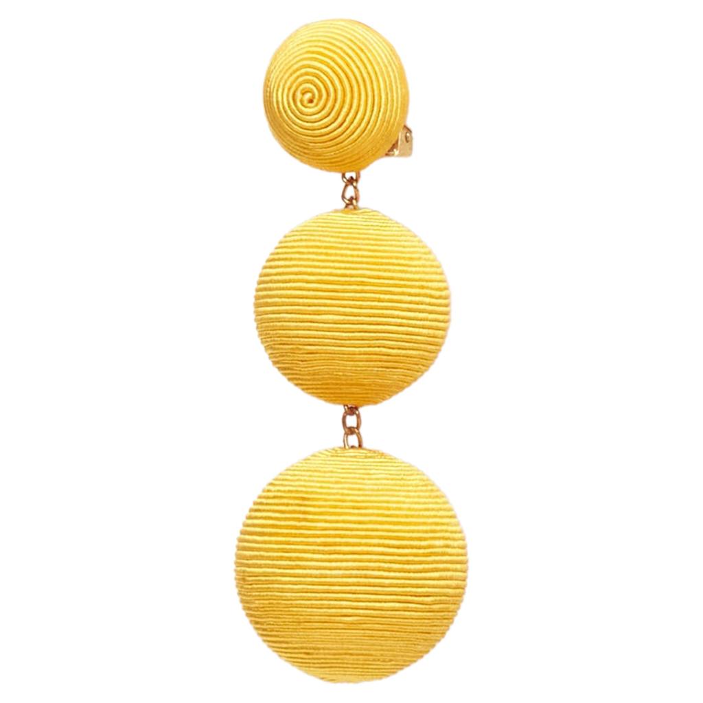 Rebecca Golden Yellow Balls Trio Droplets Clip On Earrings