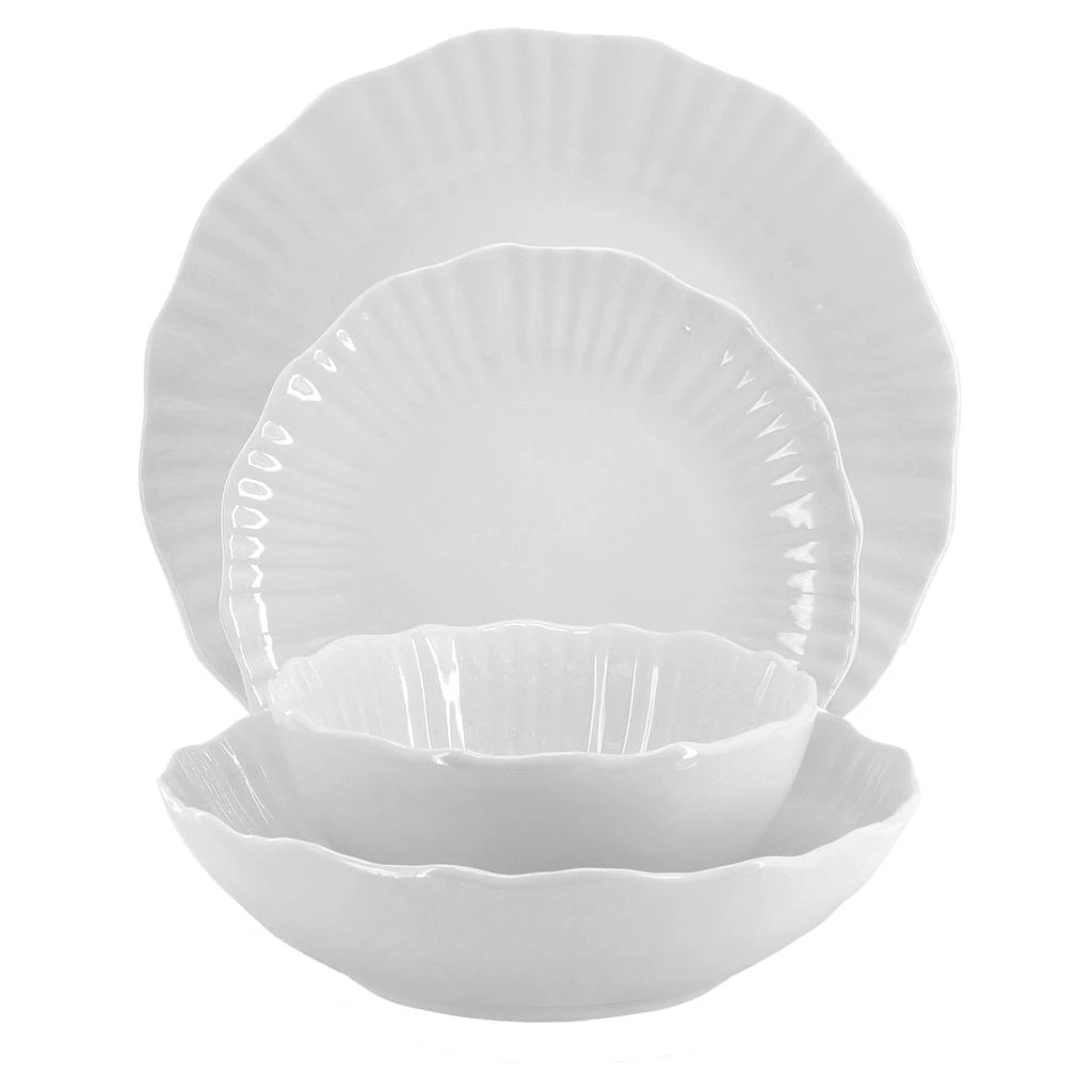 Elama Millie 16 Piece Double Bowl Porcelain Dinnerware Set in White 2
