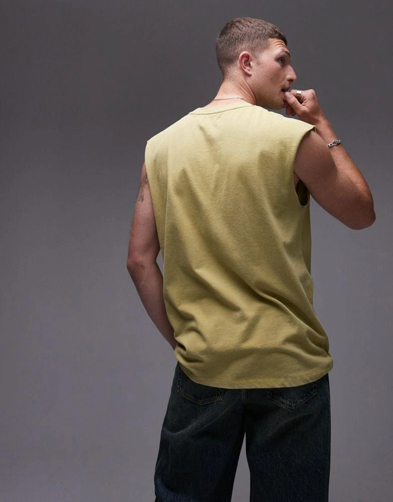 Topman Topman oversized fit sleeveless t-shirt in washed yellow 2