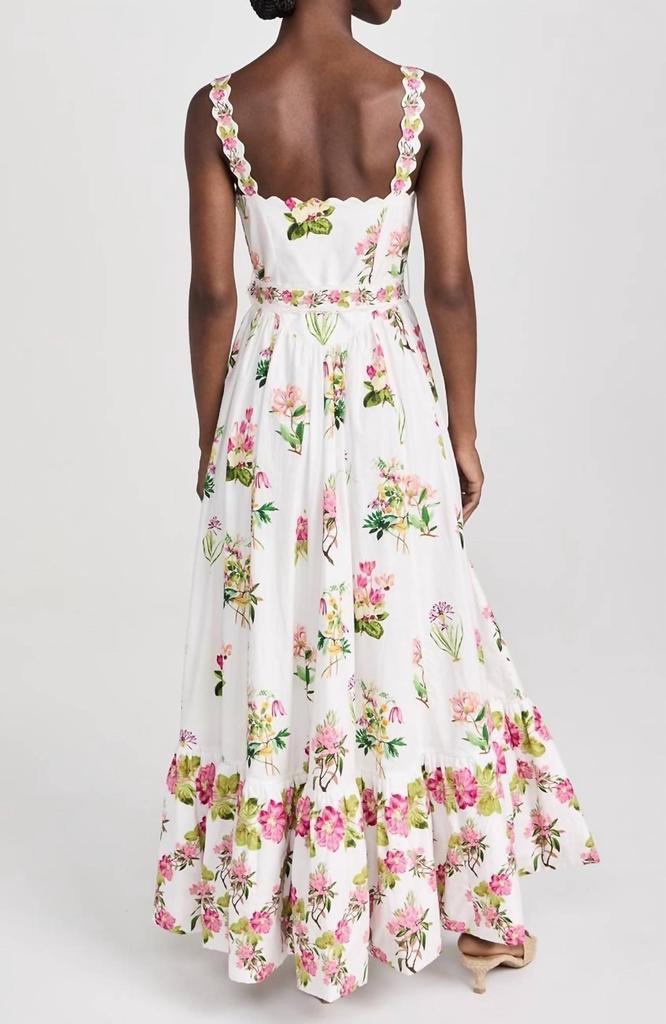 Hemant & Nandita Long Dress With Buckle Belt In White Floral