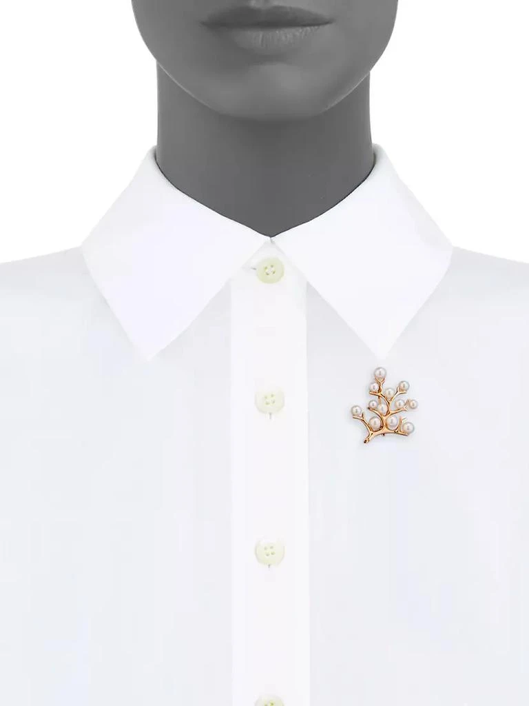 Mikimoto 18K Rose Gold &amp; Cultured Akoya Pearl Brooch 2