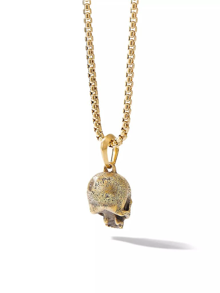 David Yurman Memento Mori Skull Amulet in 18K Yellow Gold with Pave Black Diamonds, 18MM 2