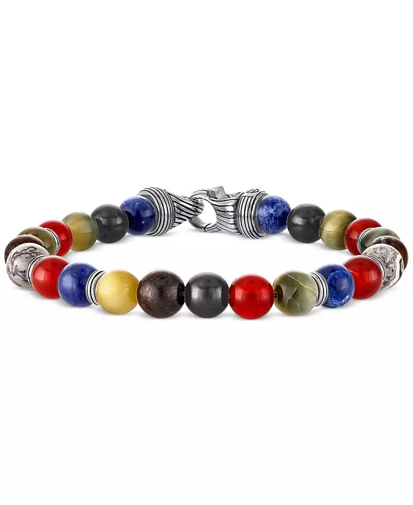 Esquire Men's Jewelry Multi-Stone Beaded Bracelet in Sterling Silver, Exclusively at Macy's 3