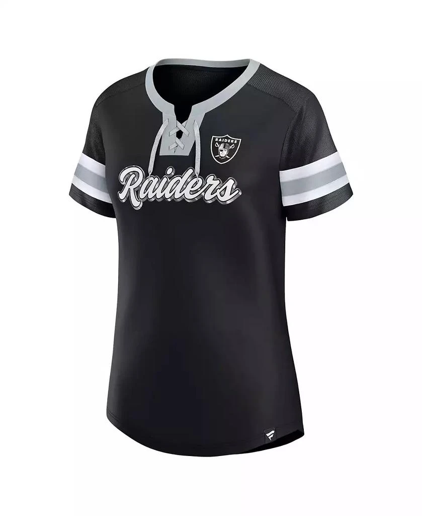 Fanatics Women's Black Las Vegas Raiders Plus Size Original State Lace-Up T-shirt 3