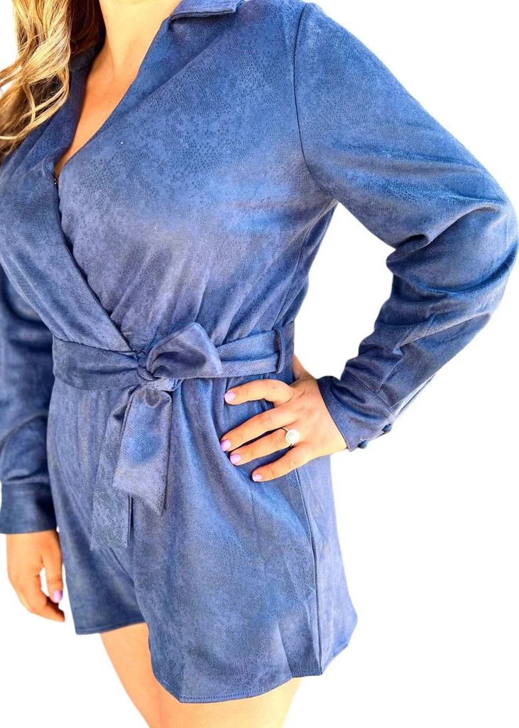 Sincerely Ours Suede Romper In Blue 4