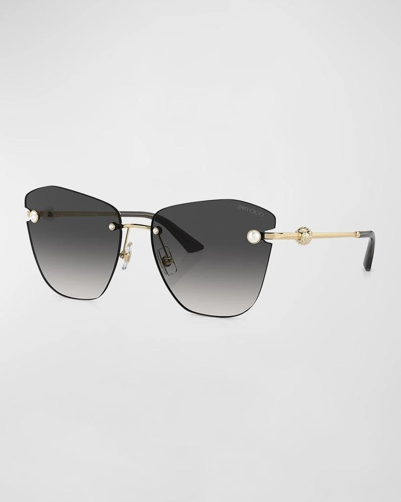 Jimmy Choo Pearly Rimless Metal Butterfly Sunglasses 1