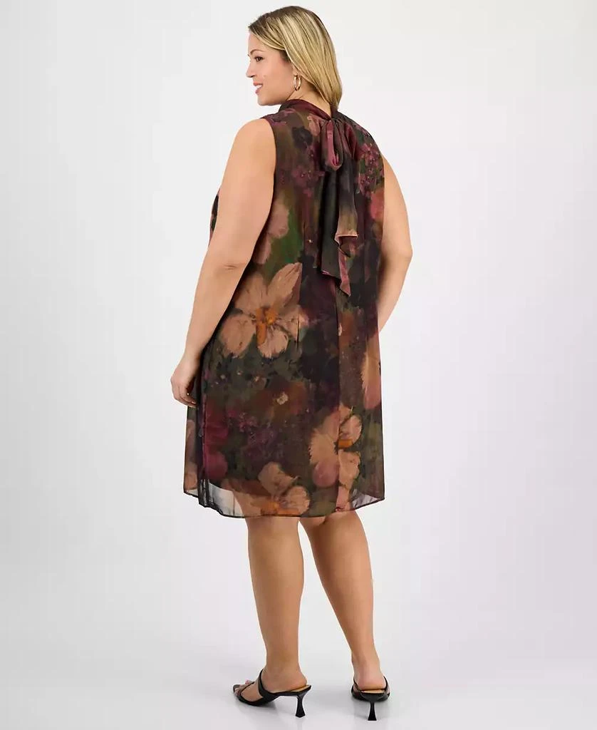 Robbie Bee Plus Size Floral Chiffon Mock-Neck Chiffon Dress 3