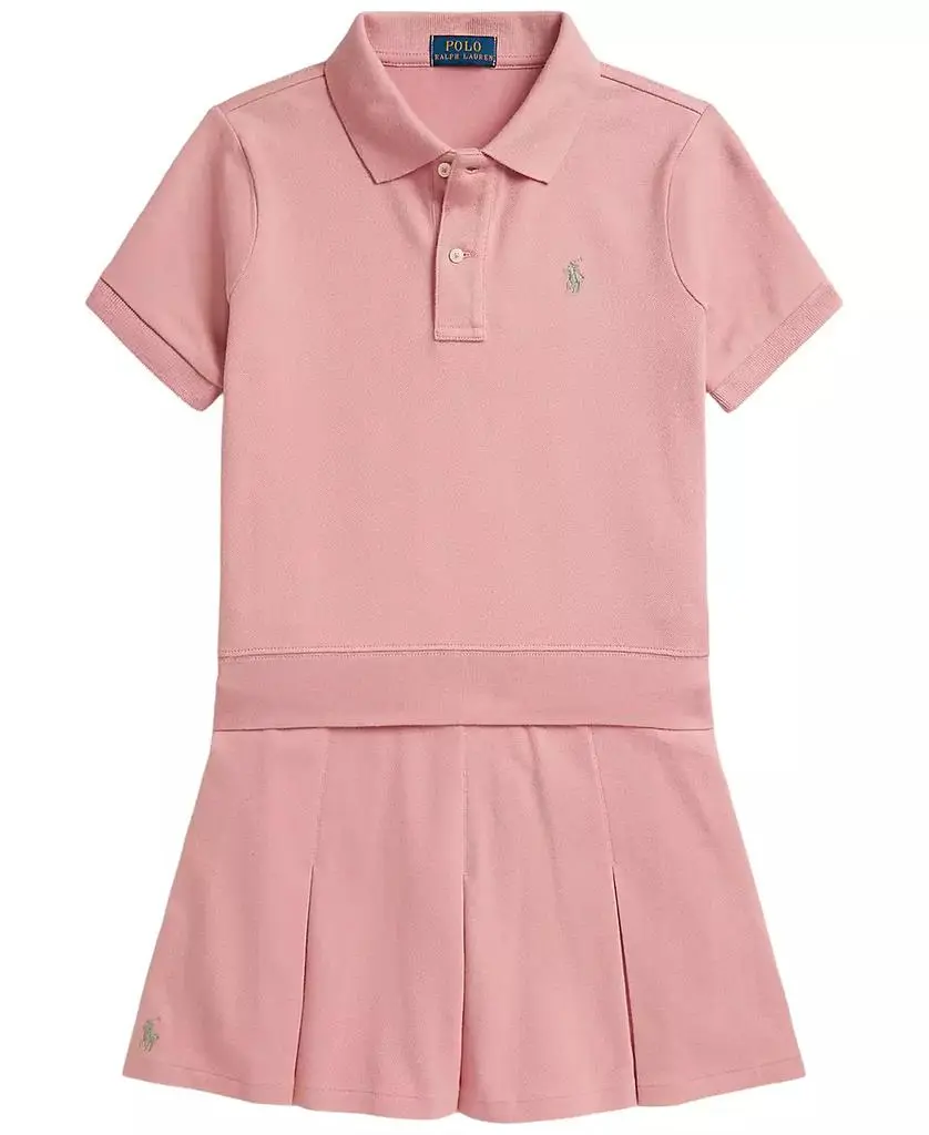 Ralph Lauren Girls' 7-16 Stretch Mesh Boxy Polo Shirt and Skirt, 2-Piece Set