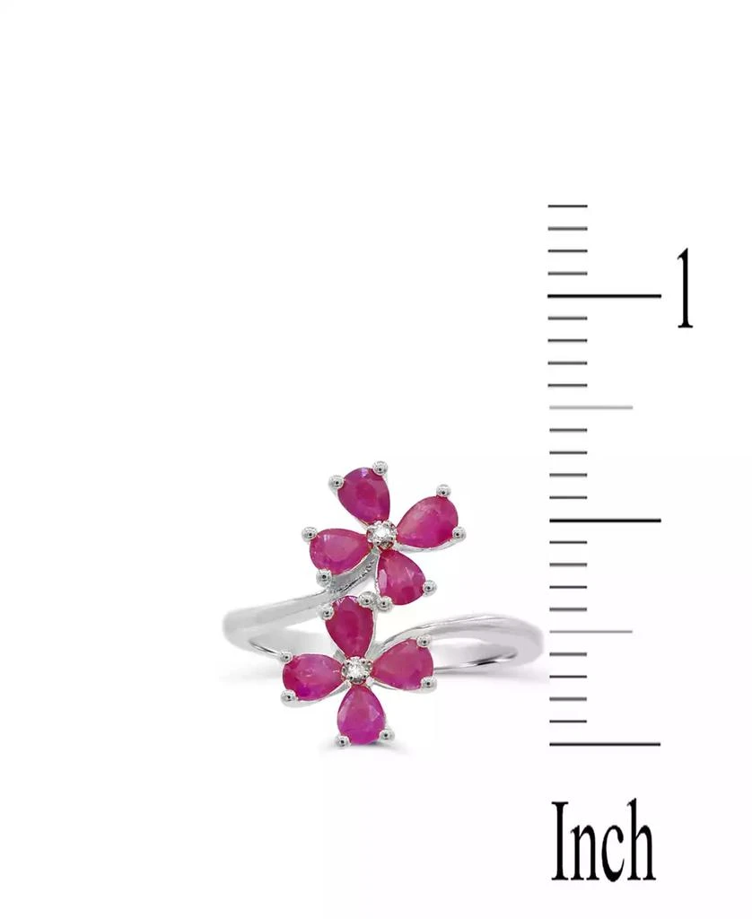 Macy's Lab-Grown Ruby (1-3/8 ct. t.w.) & Diamond Accent Flower Bypass Ring in Sterling Silver 5
