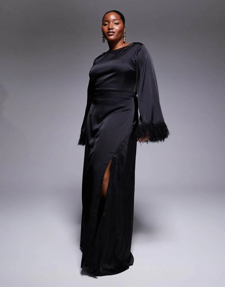 asos black feather dress Rent Asos Design Strappy Sequin Maxi Dress With Faux Feather Hem Detail In  Black