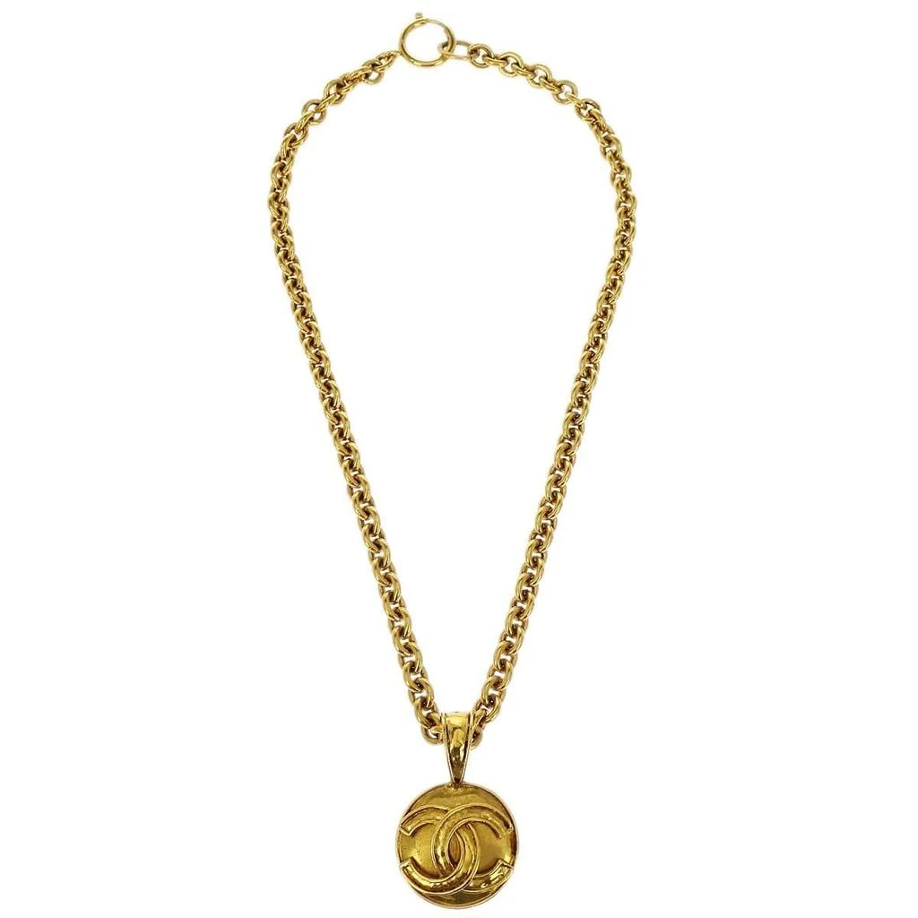 Chanel Vintage Cc Round Pendant Chain Necklace Metal _Plated Necklace Jewelry (Pre-Owned)