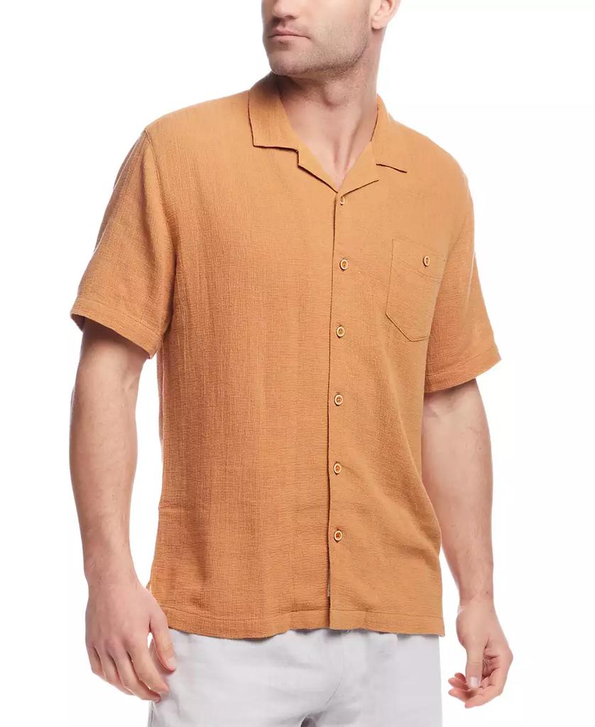 Weatherproof Vintage Men's Airtex Regular-Fit Textured Button-Down Camp Shirt