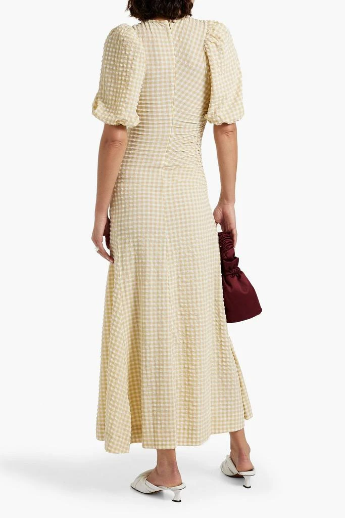 Ganni Ruched gingham seersucker maxi dress 3