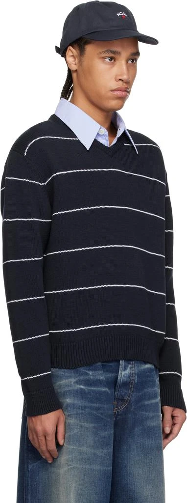 Noah Navy Striped V-Neck Sweater 2