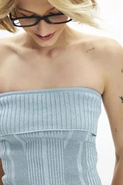 Silence + Noise Silence + Noise Georgia Shimmer Sweater Tube Top 2
