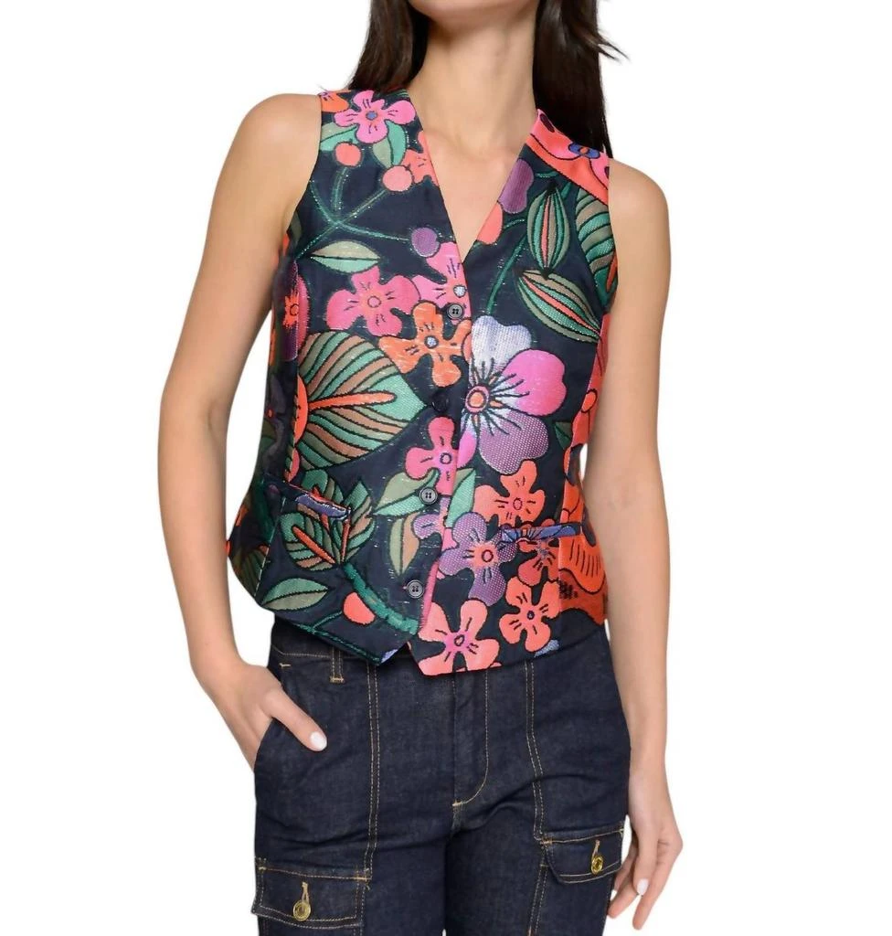 VILAGALLO Vilagallo - WAISTCOAT JACQUARD FLOWER VEST 1
