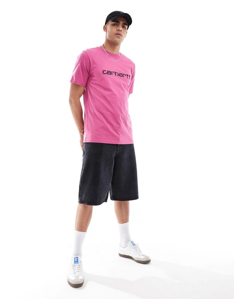 Carhartt WIP Carhartt WIP script t-shirt in pink 2